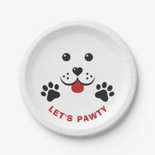 puppy hond laat pawty verjaardag jongen papieren bordje