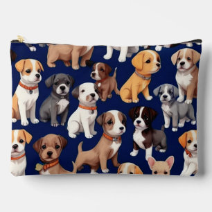 Puppy Hond Navy Blauw Patroon Ontwerp Etui