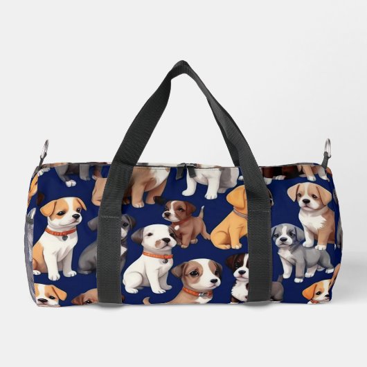 Puppy Hond Navy Blauw Patroon Ontwerp Plunjezak (Achterkant)
