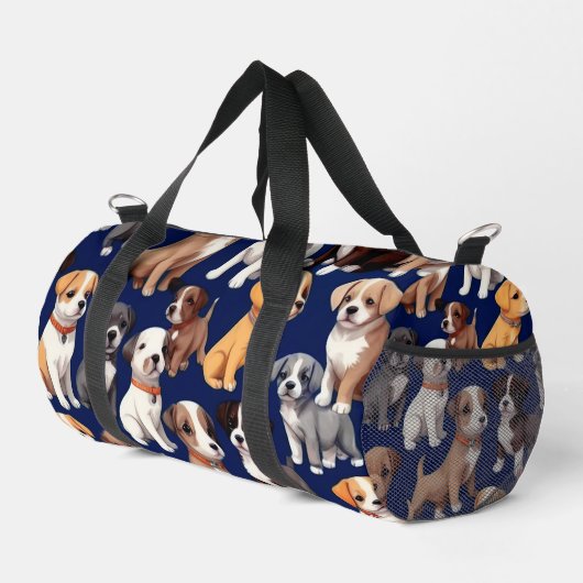 Puppy Hond Navy Blauw Patroon Ontwerp Plunjezak (Rechterhoek)