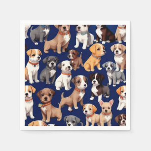 Puppy Hond Navy Blauw Patroon Ontwerp Servet