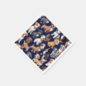 Puppy Hond Navy Blauw Patroon Ontwerp Servet (Hoek)