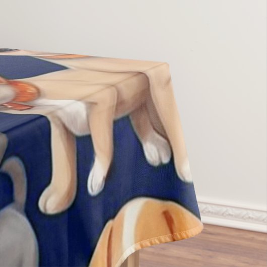 Puppy Hond Navy Blauw Patroon Ontwerp Tafelkleed (Voorbeeld)