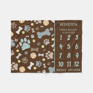 Puppy hond Paw Print Milestone Keepsake Deken