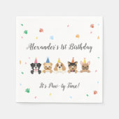 Puppy hond Paw-ty Verjaardagsfeestje servetten (Voorkant)