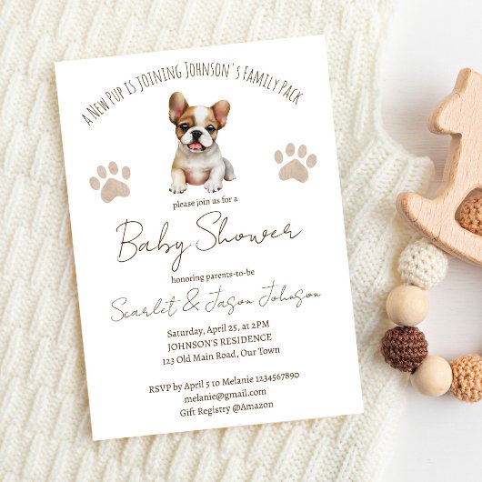 Puppy hond thema baby shower sjabloon kaart