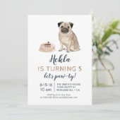 Puppy hond verjaardag, laten we paw-ty! Uitnodigin Kaart (Staand voorkant)