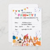 Puppy Hond Verjaardagsfeestje Puppy Paw-ty Uitnodi RSVP Kaartje (Voorkant / Achterkant)