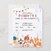 Puppy Hond Verjaardagsfeestje Puppy Paw-ty Uitnodi RSVP Kaartje (Voorkant)