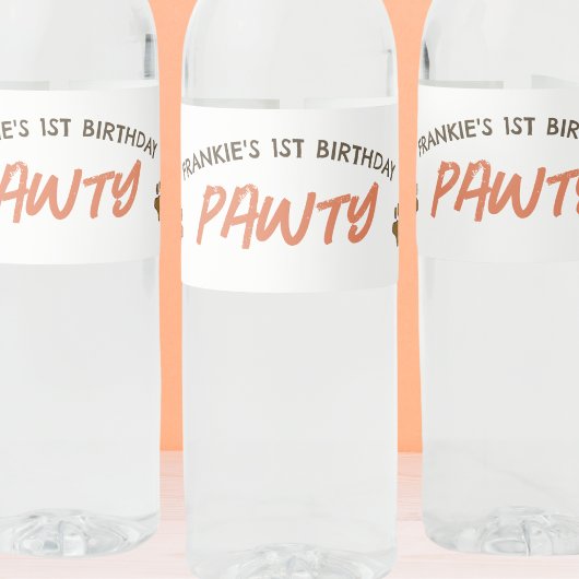 Puppy hond verjaardagsfeestje waterfles etiket