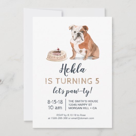 Puppy hond verjaardagsuitnodiging, laten we paw-ty kaart (Voorkant)