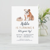 Puppy hond verjaardagsuitnodiging, laten we paw-ty kaart (Staand voorkant)