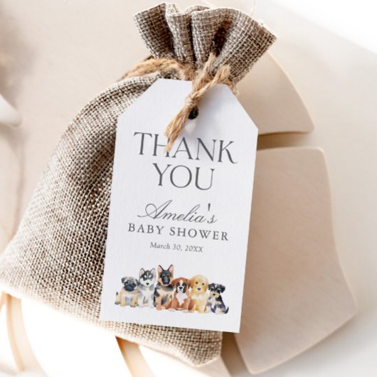 Puppy Honden Baby Shower Cadeaulabel