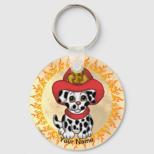 Puppy Honden Brandweerman Sleutelhanger