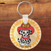 Puppy Honden Brandweerman  Sleutelhanger (Voorkant)