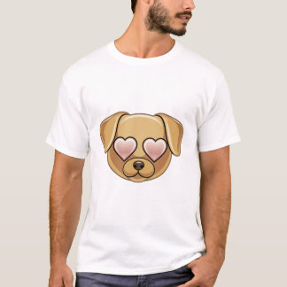 Puppy Honden Gezicht met Hart Ogen Emoji Schattig  T-shirt