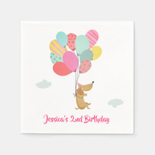 Puppy Hondenpapier Servetten Pawty Ballonnen Roze