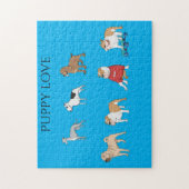 Puppy houdt van kinder puzzel. legpuzzel (Verticaal)