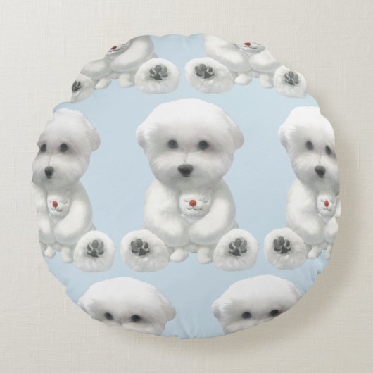 Puppy Hugging Zijn Speelgoed Rond Kussen (Voorkant)