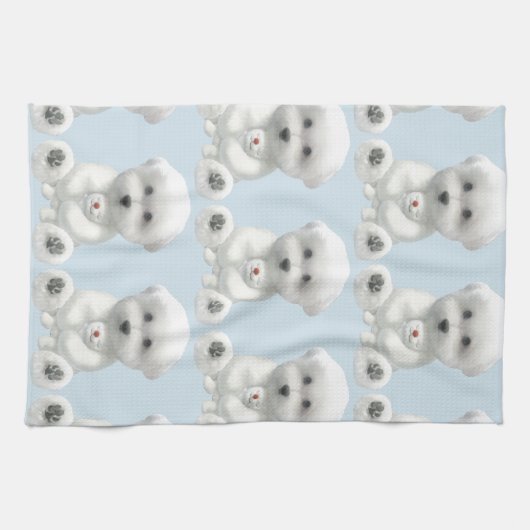 Puppy Hugging Zijn Speelgoed Theedoek (Horizontaal)