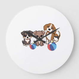 Puppy Illustratie Wandklok  Grote Klok
