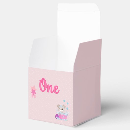 Puppy in Bath One Year Old Girl Birthday Bedankdoosjes (Geopend)