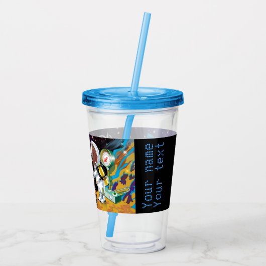 Puppy in de ruimte een buitenaardse met een telesc acryl drinkbeker (Achterkant)