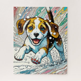 Puppy in de sneeuw 500 Stuk Puzzel