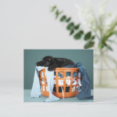 Puppy in de wasmand briefkaart (Staand voorkant)