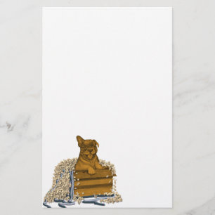 Puppy in een doos briefpapier