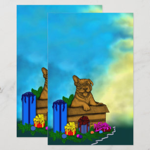 Puppy in een doos, Merry Xmas Briefpapier