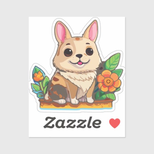 puppy in the garden sticker (Vel)