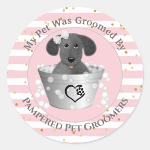 Puppy in Tin Tub-klant Ronde Sticker