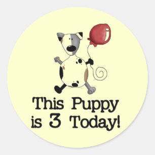 Puppy is 3 Verjaardag Tshirts en geschenken Ronde Sticker