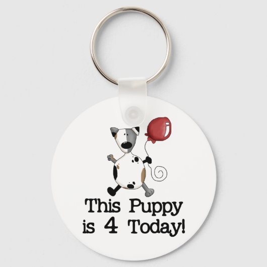 Puppy is 4 Verjaardag Tshirts en geschenken Sleutelhanger (Voorkant)