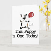 Puppy is een verjaardagstshirt en cadeautjes kaart (Gele Bloem)