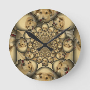 Puppy Kaleidoscoop Art Print Ronde Klok