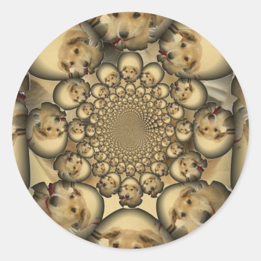 Puppy Kaleidoscoop Art Print Ronde Sticker (Voorkant)