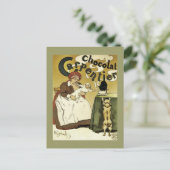 Puppy, Kat en warme chocolade Briefkaart (Staand voorkant)