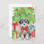 Puppy Kerst Waterverf Notitiekaarten (Voorkant / Achterkant)