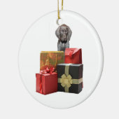 Puppy kerstcadeautjes keramisch ornament (Links)