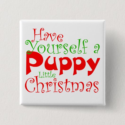 Puppy kerstfeestdag Button (Voorkant)