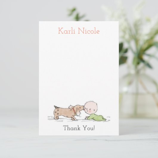 Puppy Kisses Baby shower Merci Cartes (Debout devant)