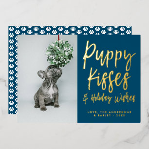 Puppy Kisses Paw Print Foto Folie Holiday Kaart