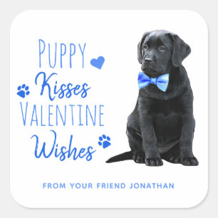 Puppy Kisses Valentijn Wishes Kinder Valentijnsdag Vierkante Sticker