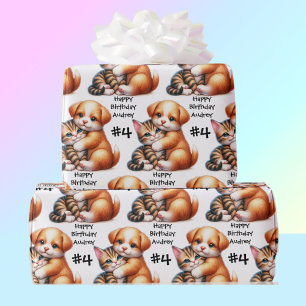 Puppy & Kitten Knuffel Naam toevoegen & Leeftijd H Cadeaupapier