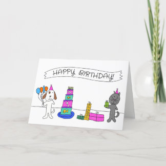 "Puppy Kitty Verjaardagsfeest" Verjaardagskaart Bedankkaart