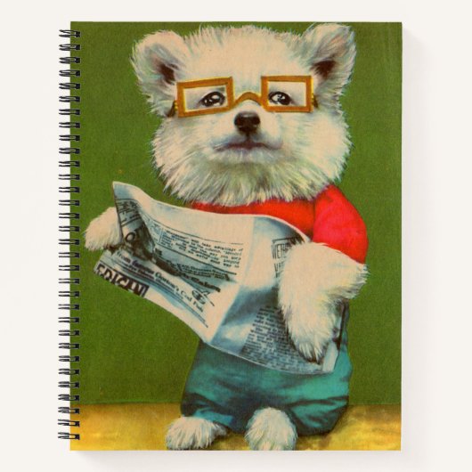 puppy leest krant notitieboek (Voorkant)