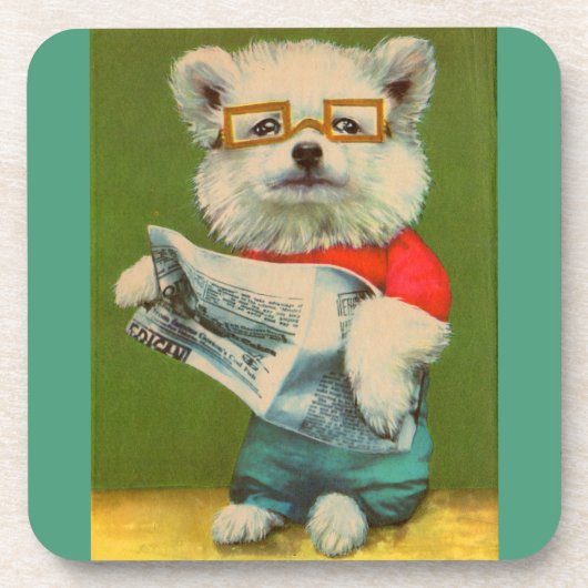 puppy leest krantenkrant bier onderzetter (Voorkant)