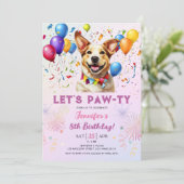 Puppy Lets Pawty Verjaardagsfeestje Meisje 8e Verj Kaart (Staand voorkant)
